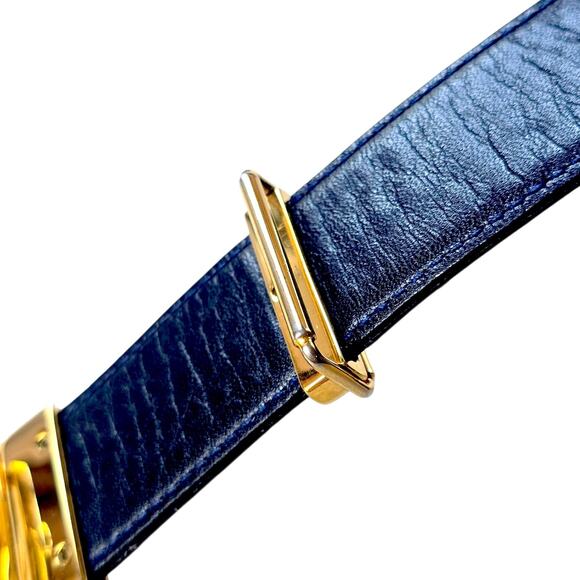 Gucci Vintage Reversible Leather Belt With Gold Tone Buckle - Picture 10 of 13